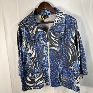 Spartelle  Women's Blue And Black Animal Print Size Extra Large
